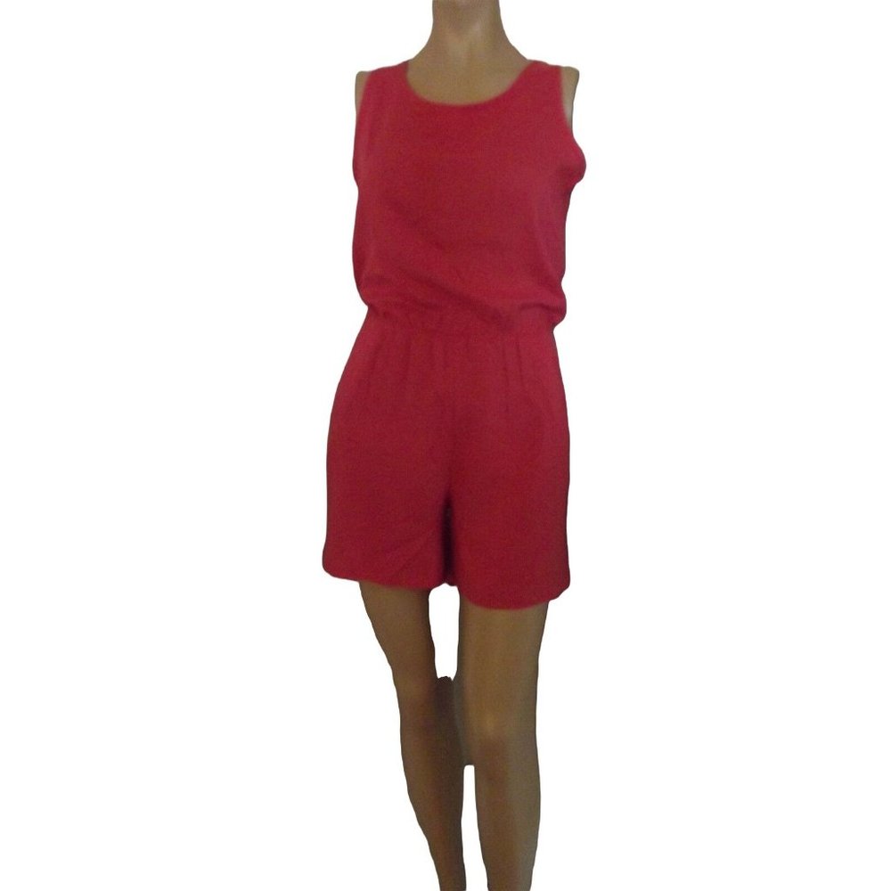 Riva USA Size Small Coral Pink Sleeveless Shorts Romper